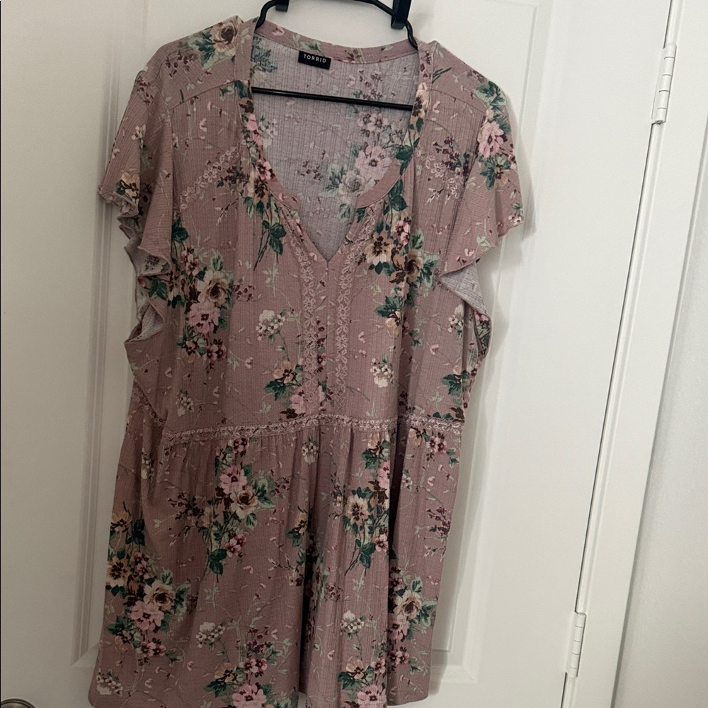 Torrid Floral Blouse in Pink and Green